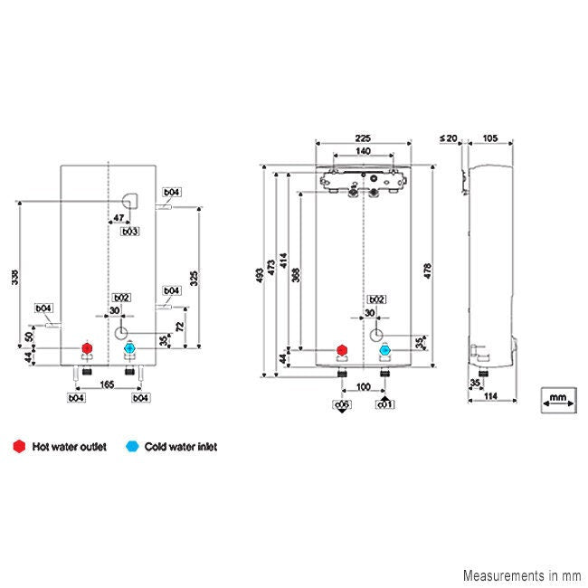 Stiebel Eltron 3 Phase Instantaneous Water Heater - Max 50°C, 3i Technology, Barewire Element - DEL18A