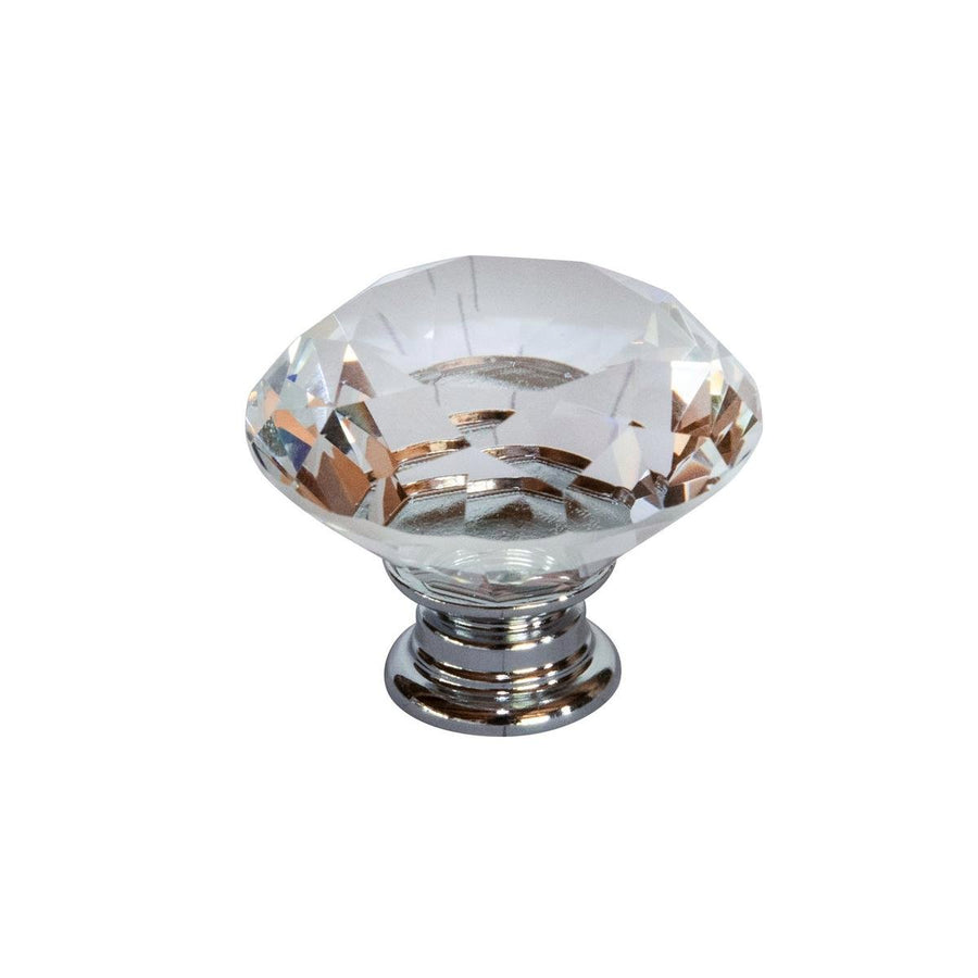 Taskmaster 40mm Crystal Cabinet Knob - 1 Pack - Crystal and Steel - SuperSaverAU - view 1