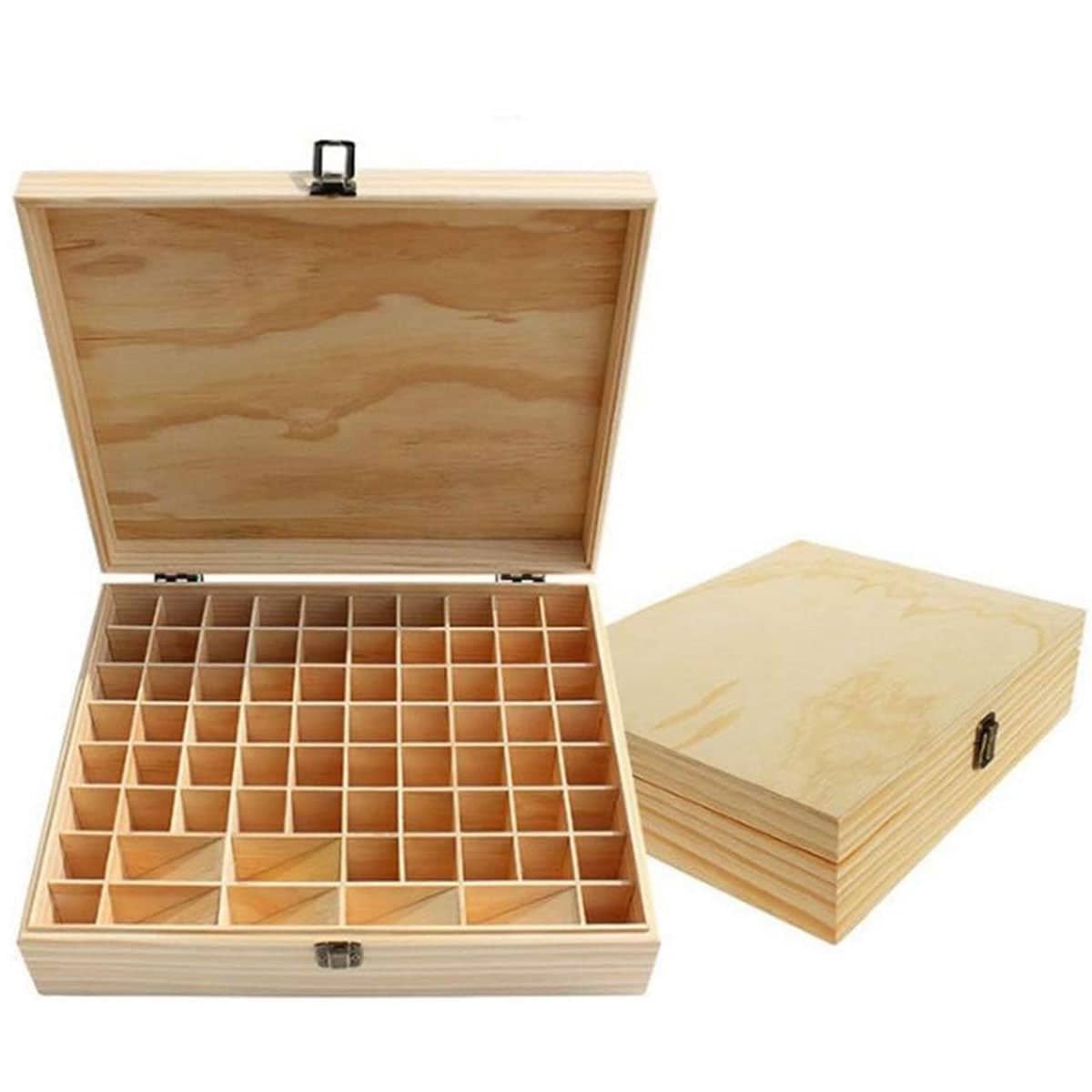 74 Slot Wooden Essential Oils Storage Box with Hinged Lid, 1 Tier Bottle Organiser - view 2