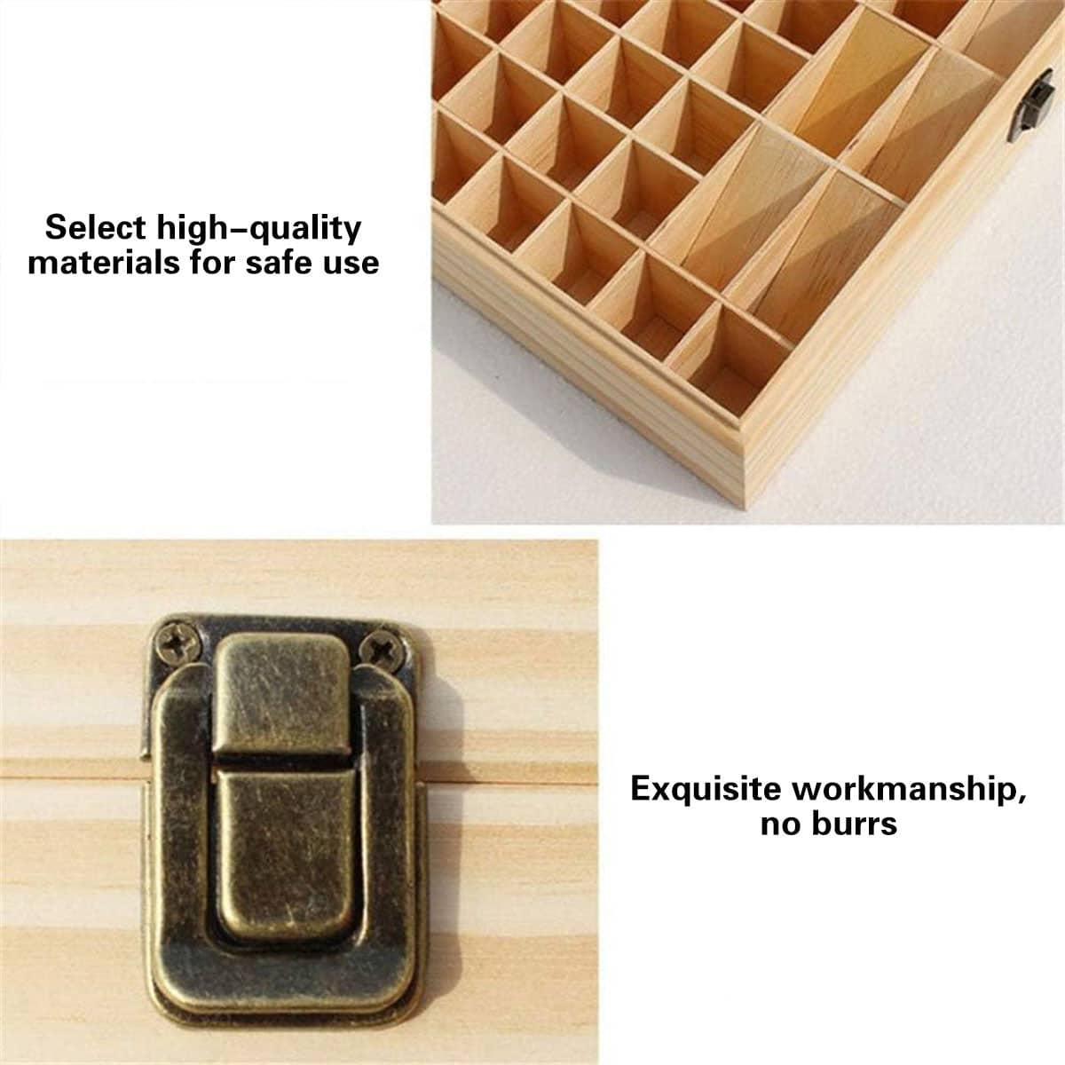 74 Slot Wooden Essential Oils Storage Box with Hinged Lid, 1 Tier Bottle Organiser - view 4