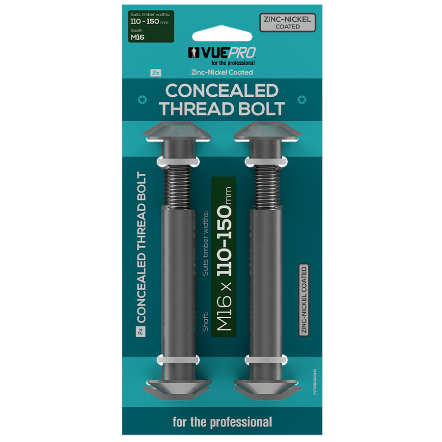 Vuepro M16 Concealed Thread Bolt 2 Pack - 110mm x 150mm - Heavy-Duty - SuperSaverAU - view 1