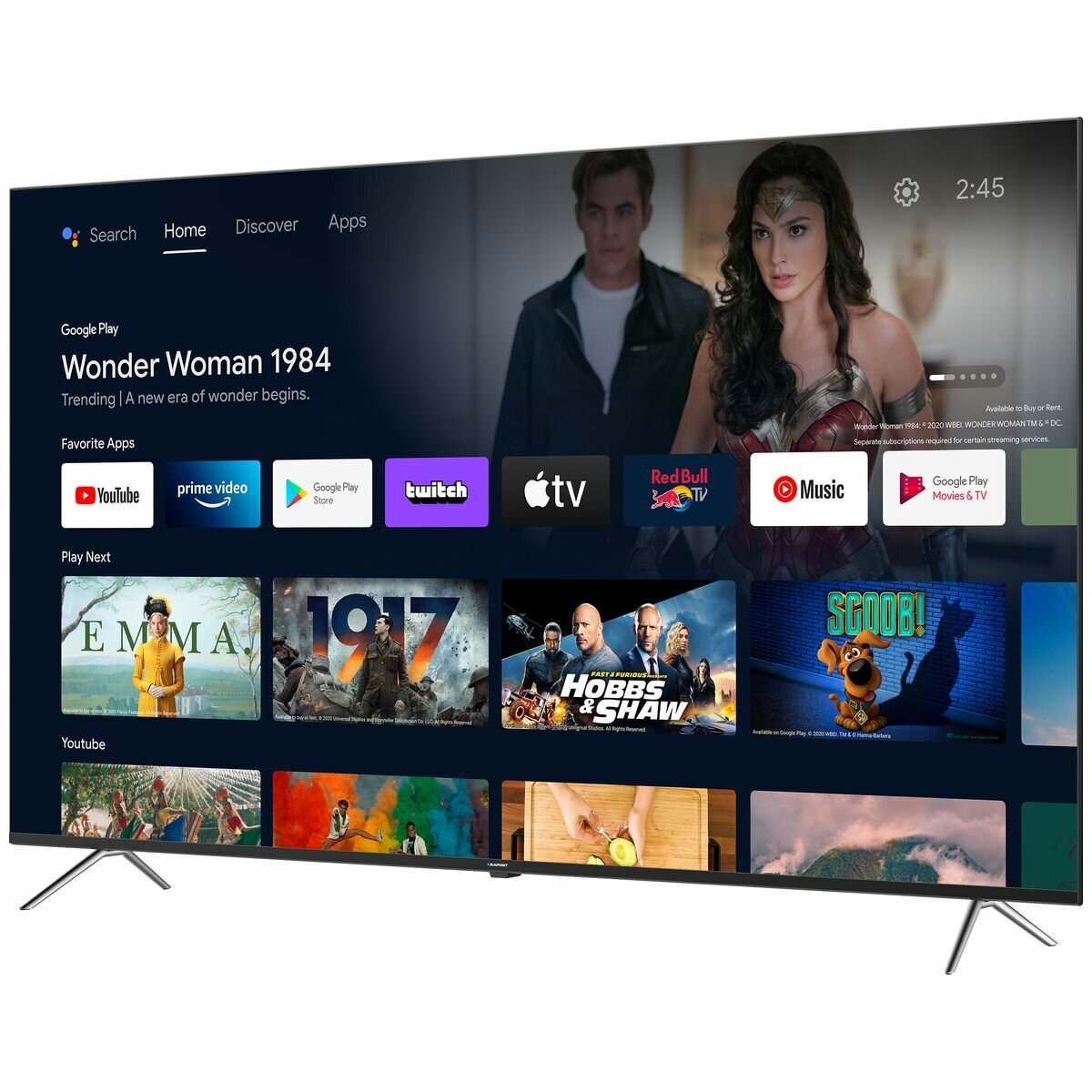 Blaupunkt 65 Inch UHD 4K Android TV - HDR, Chromecast, Voice Control, Wi-Fi and Bluetooth - BP650USG9700
