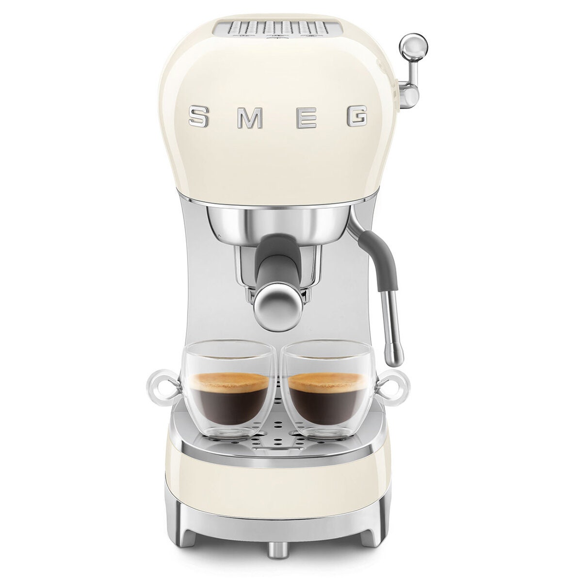 Smeg 50s Style Espresso Coffee Machine - 15 Bar, ThermoBlock, Steam Wand, Cream - ECF02CRAU