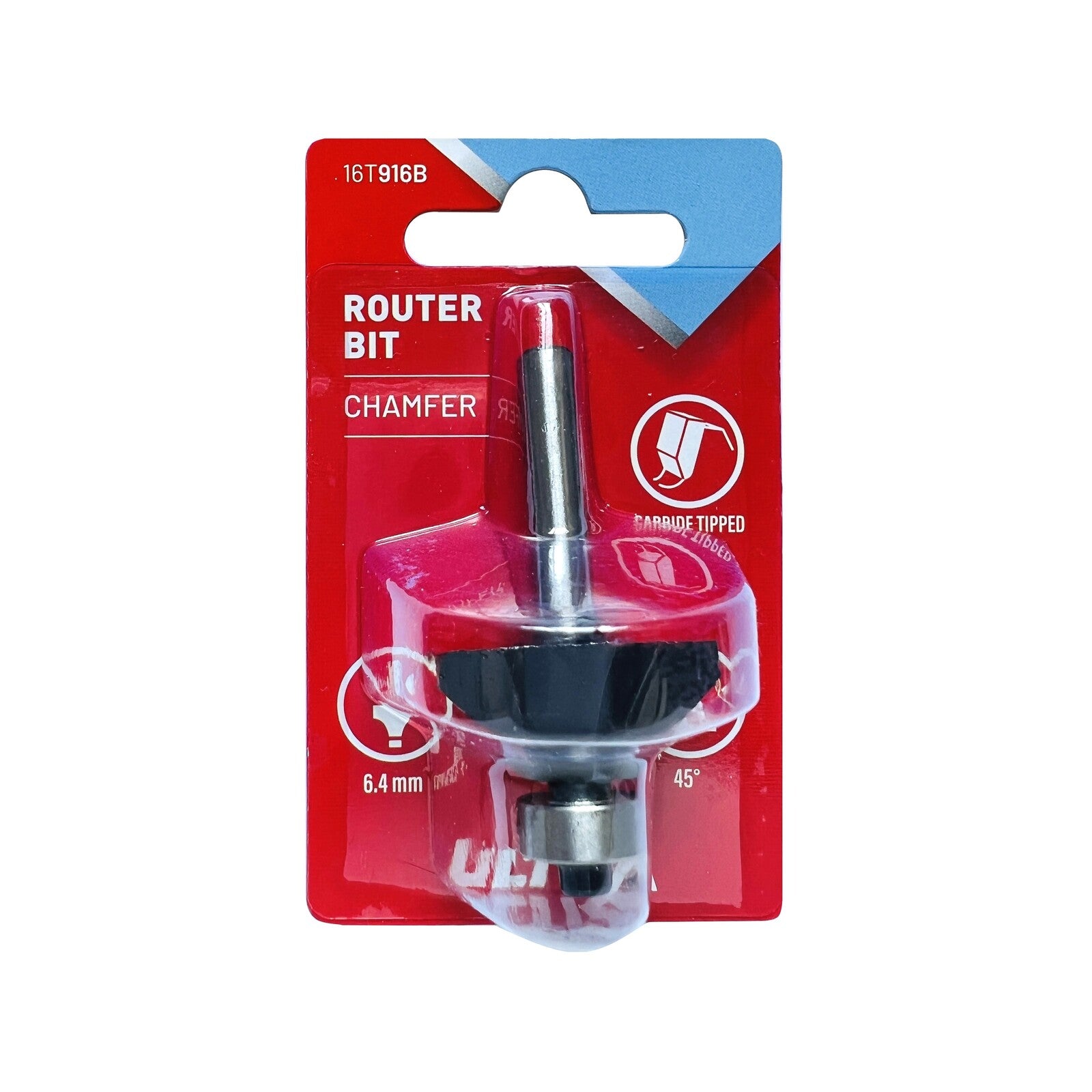 Ultra 6.4mm 45 Degree Chamfer Router Bit - Tungsten Carbide Tipped, 1/4" Shaft