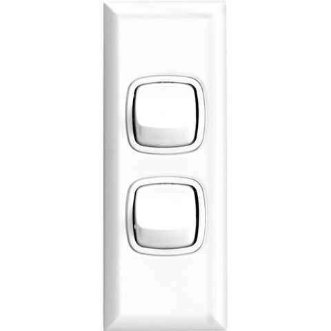 HPM 2 Gang Architrave Switch - 84mm x 35mm - ABS Plastic - Indoor Use - SuperSaverAU - view 1