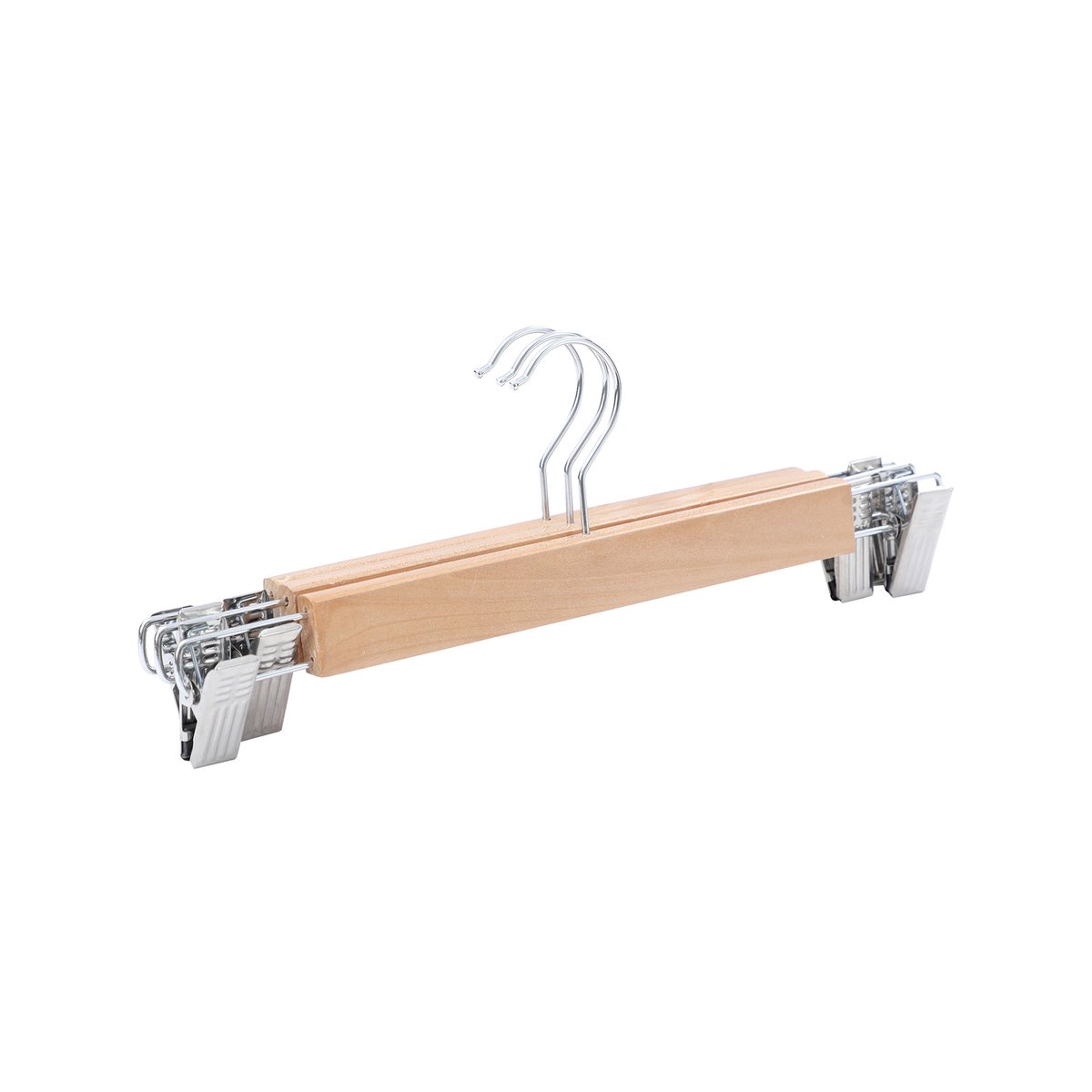 Practa Wooden Clip Clothes Hangers 3 Pack - Durable Wood - 55mm x 120mm x 330mm - Natural