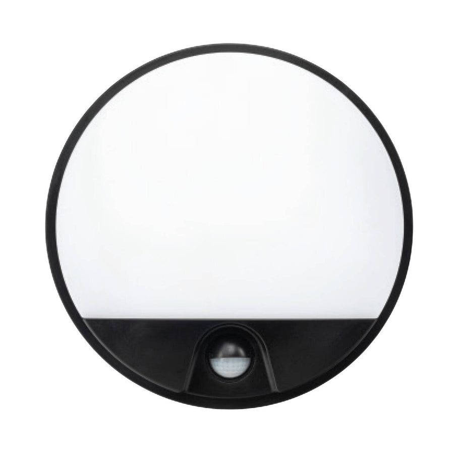 Brilliant 10W Alston Black Slimline Round Bunker Sensor Light Outdoor 21302/06