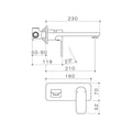 Caroma Chrome Luna Wall Basin Bath Mixer - Lead Free Brass - 180mm x 122mm x 210mm - Easy Clean Aerator - SuperSaverAU - view 2