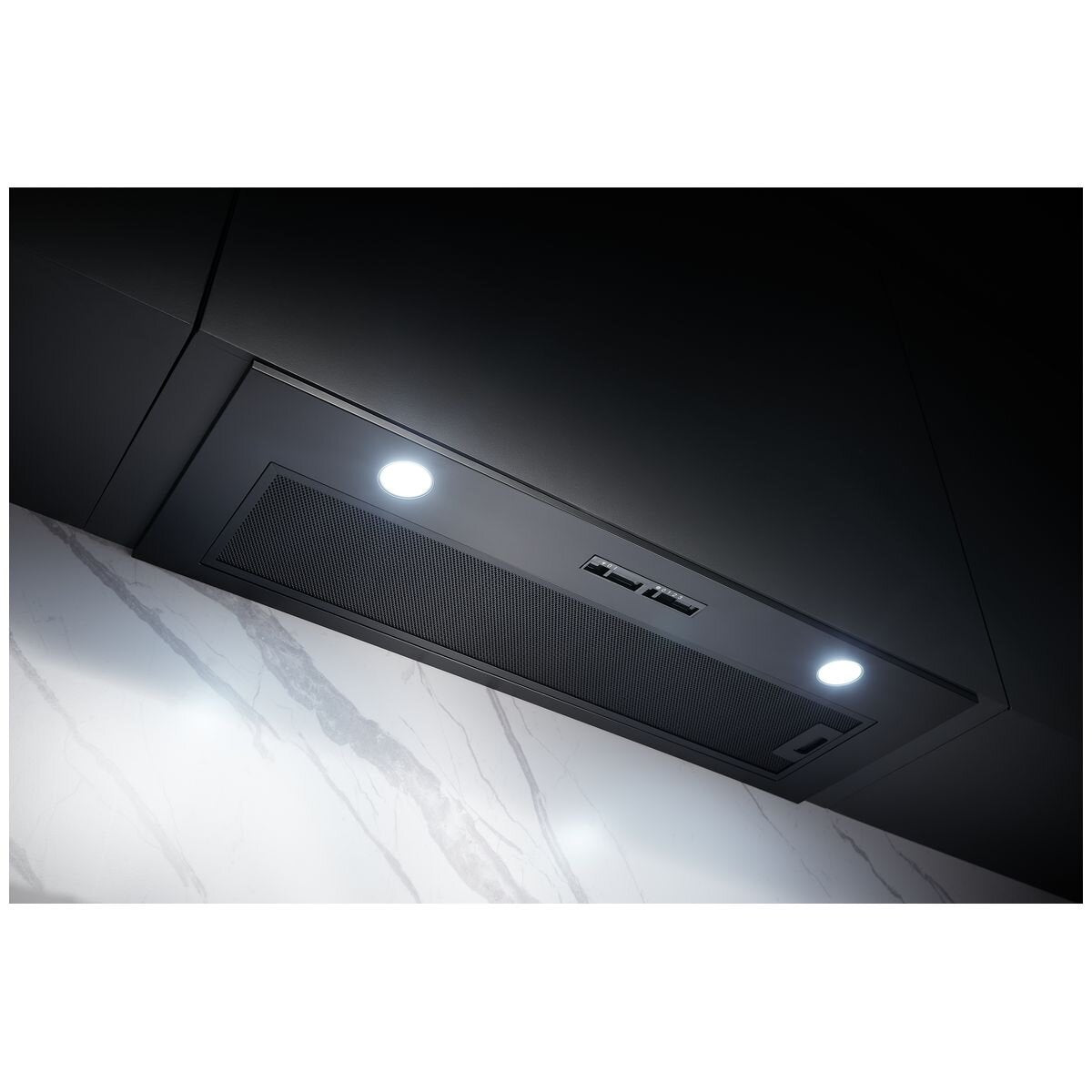 Omega 90cm Undermount Rangehood - Matt Black - Dual 3W LED - Slider Switch Controls - ORU90MB