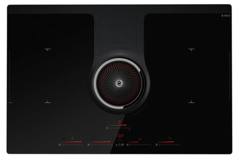 Elica 83cm Induction Cooktop with Ducted Ventilation - Black Glass, 9 Fan Speeds - NIKOLATESLAHPBLA83