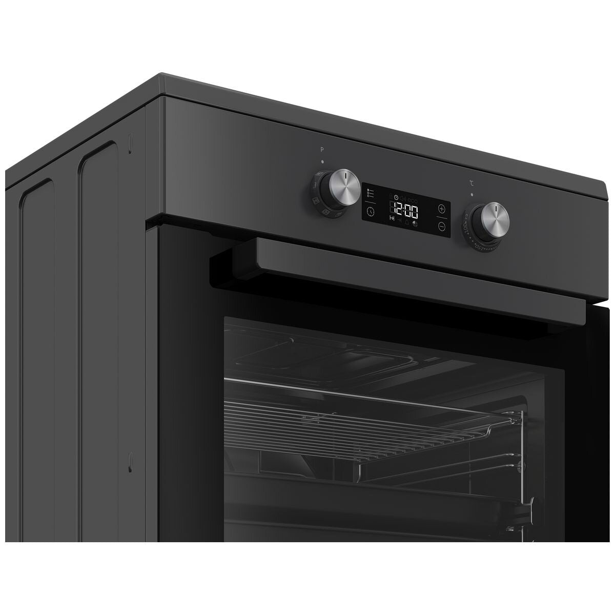 Beko 60cm Pyrolytic Freestanding Oven - Induction Cooktop, 81L, Anthracite, SteamShine - BFC60IPAN