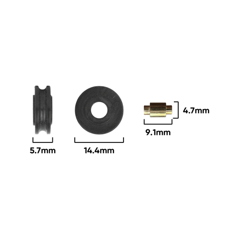 Rolltrak 14mm Black Acetal Concave Roller with Brass Axle