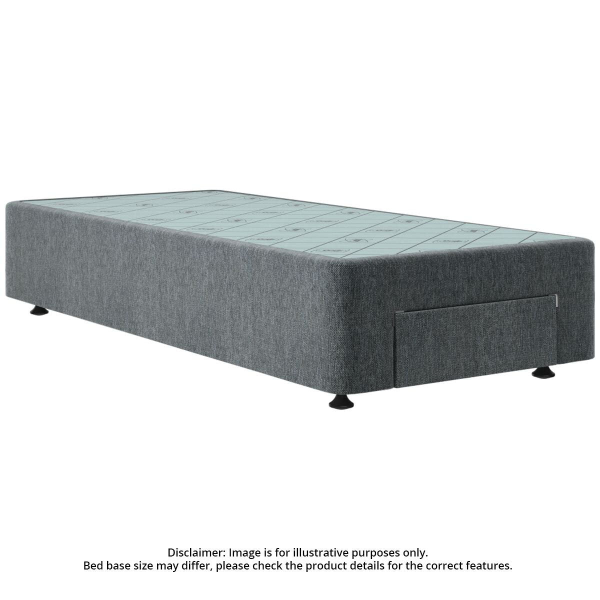 Sealy Spacesaver Long Single Bed Base - Front End Drawer, Charcoal, 40kg Capacity - SVF-CHA-SXL
