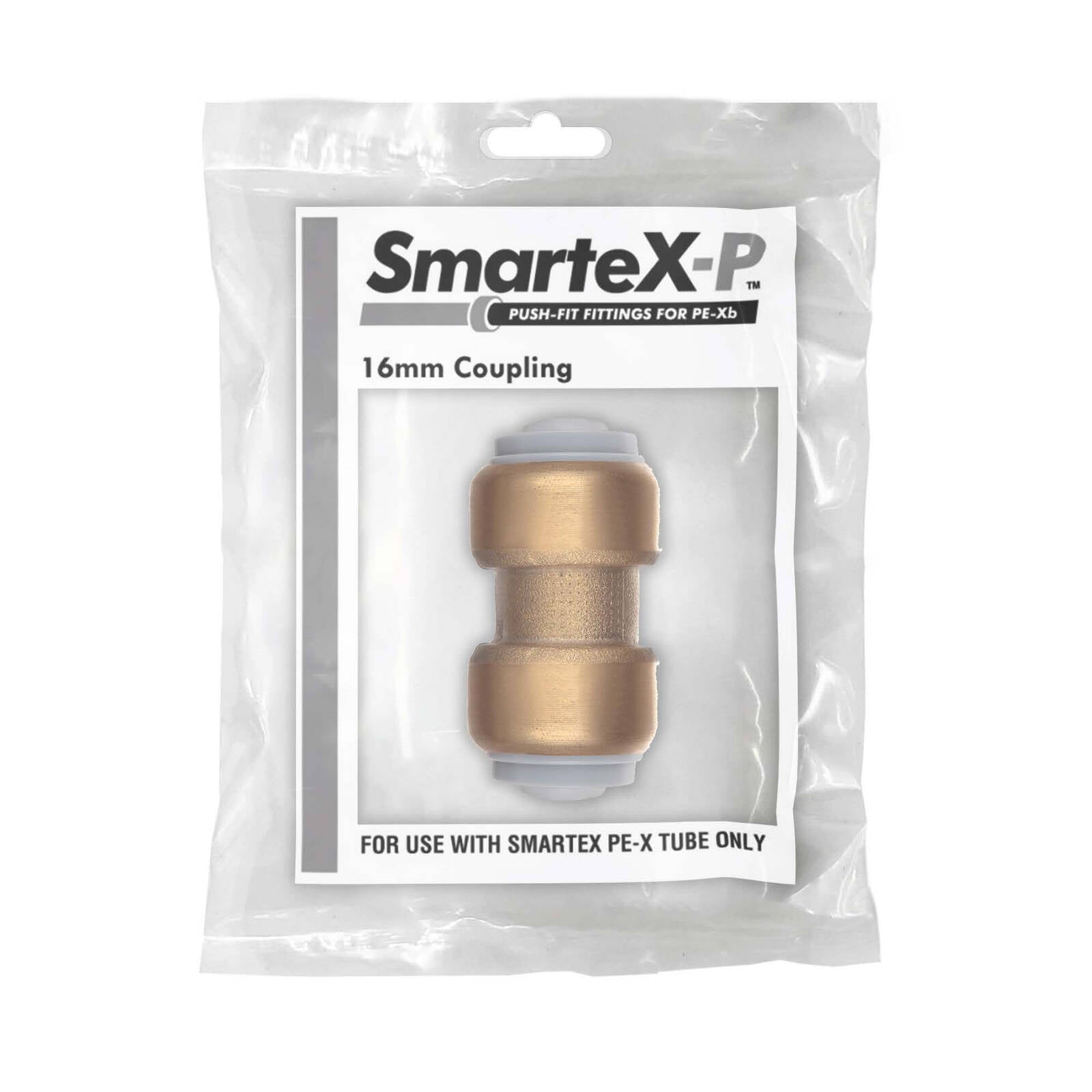 SmarteX-PEX 16mm Straight Coupling, Lead Free Brass Push-Fit