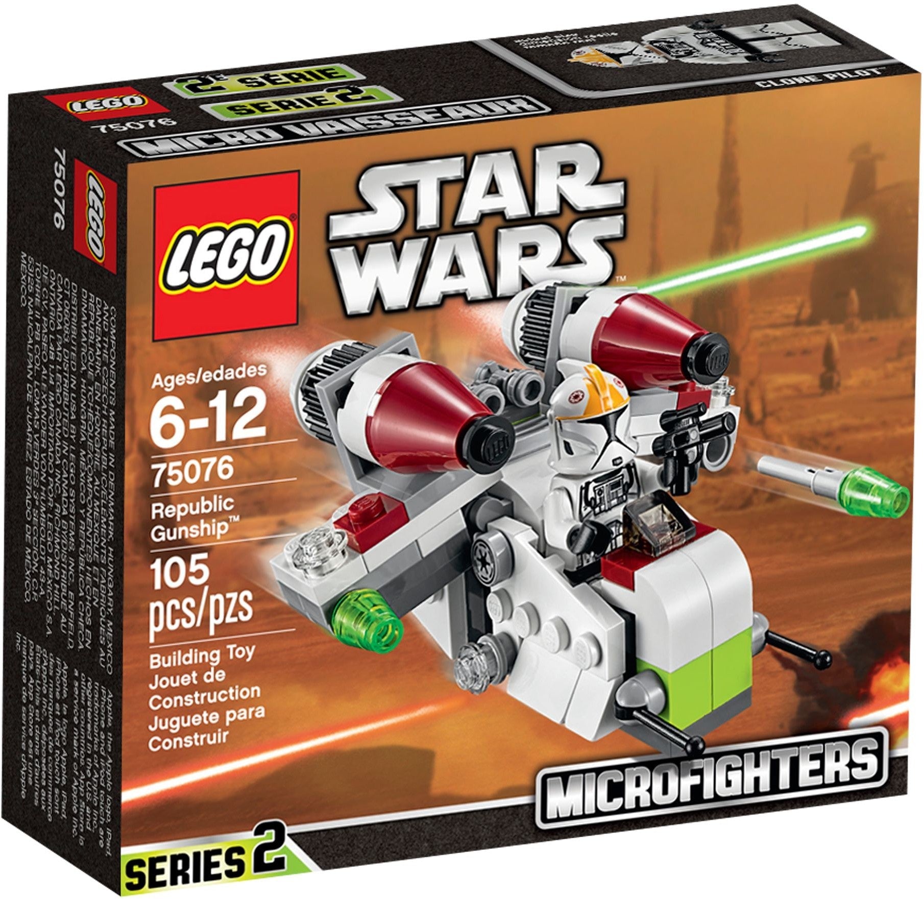 LEGO 75076 Star Wars Microfighters Series 2 Republic Gunship- Auzzi Store