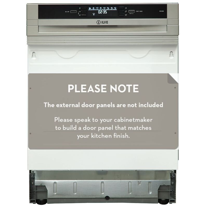 ILVE 60cm semi-integrated dishwasher - 15 place settings, 8 programs, half load option - IVDSI400X