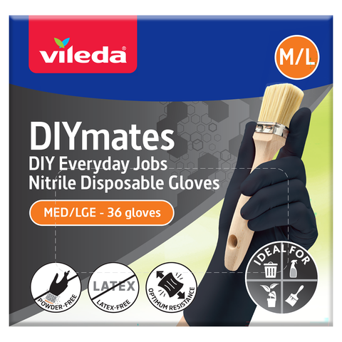 Vileda Ansell WORKmates Nitrile Disposable Gloves Medium/Large - 36 Pack