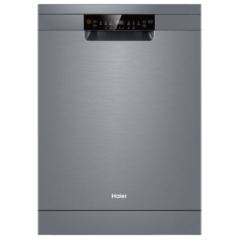 Haier 60cm Freestanding Dishwasher with Sanitise - 15 Place Settings - Satina - ThermoDry - HDW15F1S1