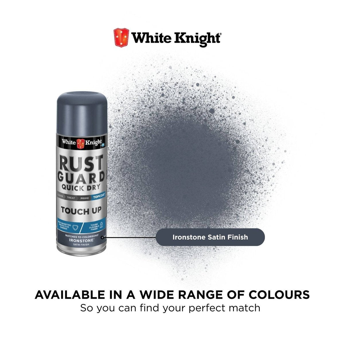 White Knight Rust Guard 300g Ironstone Satin Touch Up Spray Paint - SuperSaverAU - view 3