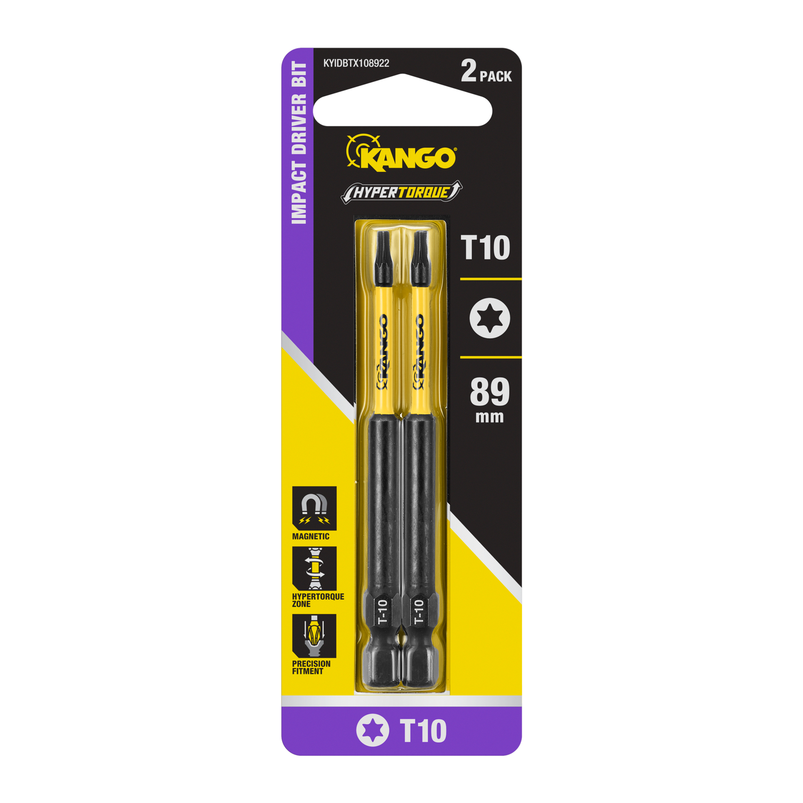 Kango 89mm TX10 Hypertorque Impact Driver Bit - 2 Pack