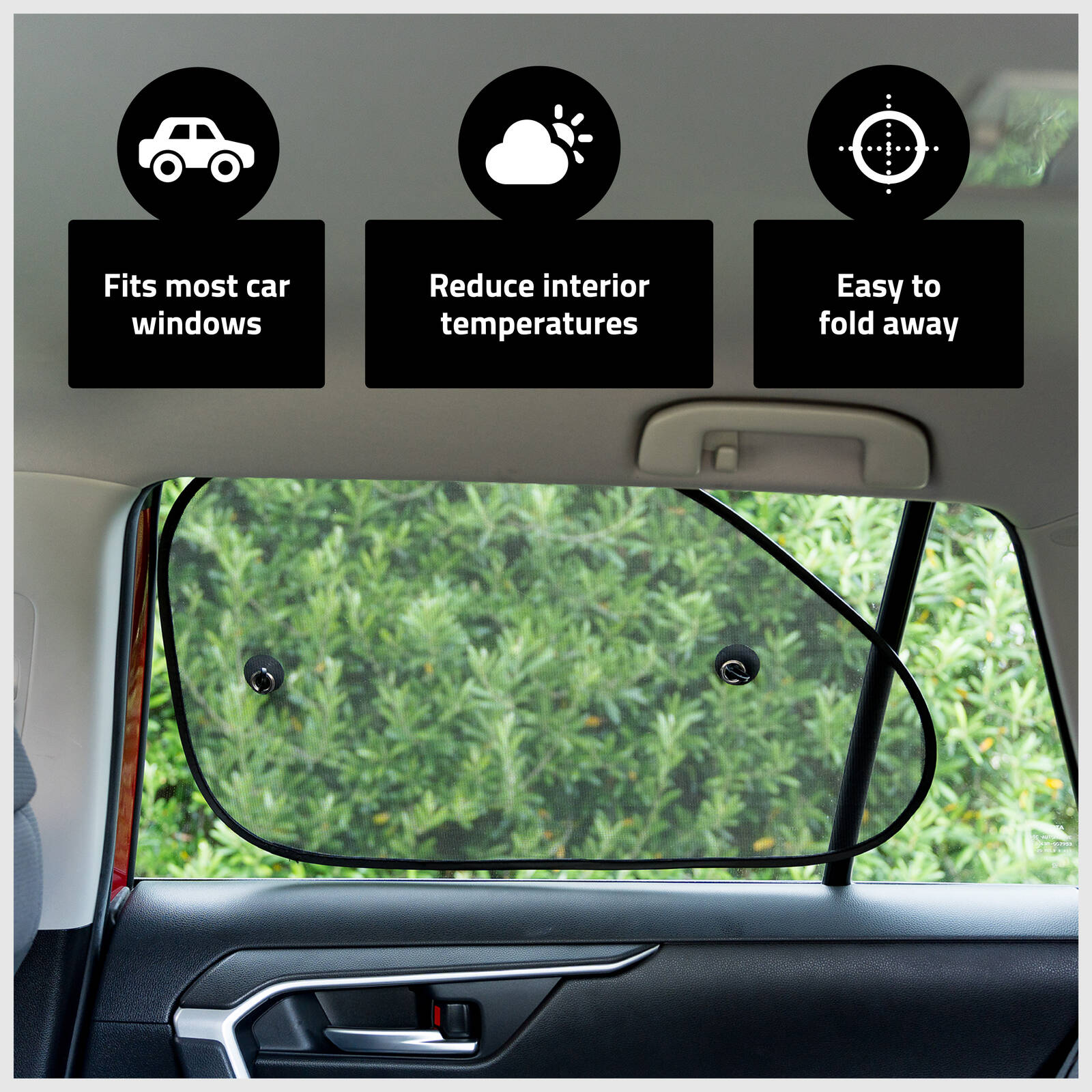 All Set 650 x 400mm Black Side Twist Mesh Sunshades - 2 Pack