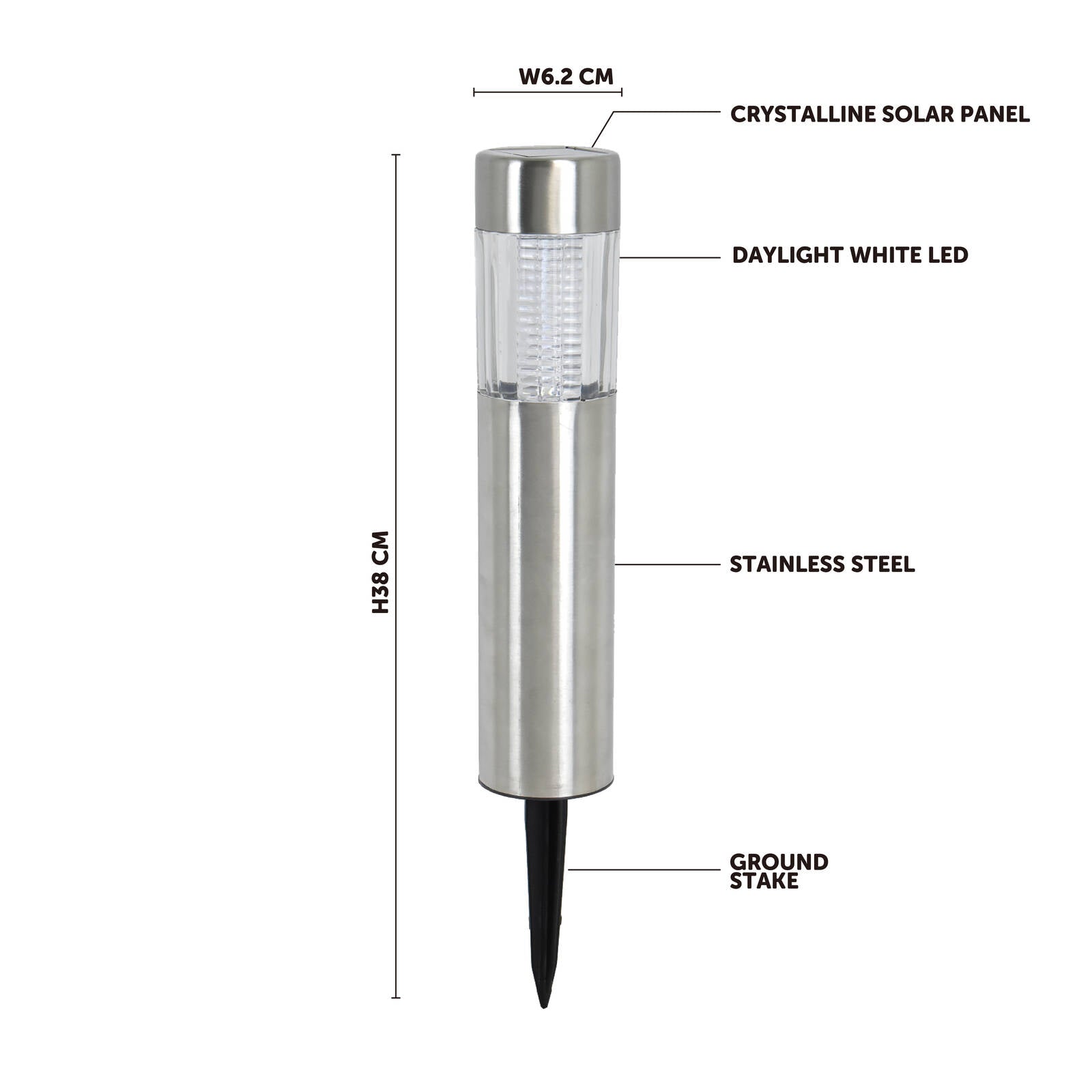 Click Aria Solar LED Bollard Light Stainless Steel