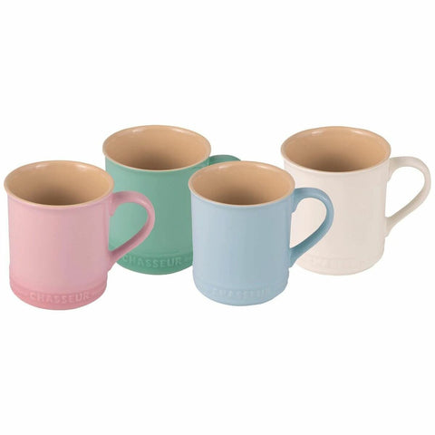 Chasseur Macaron Collection 4 Piece Stoneware Mug Set 350ml - Pink, Green, Blue, White - 19607