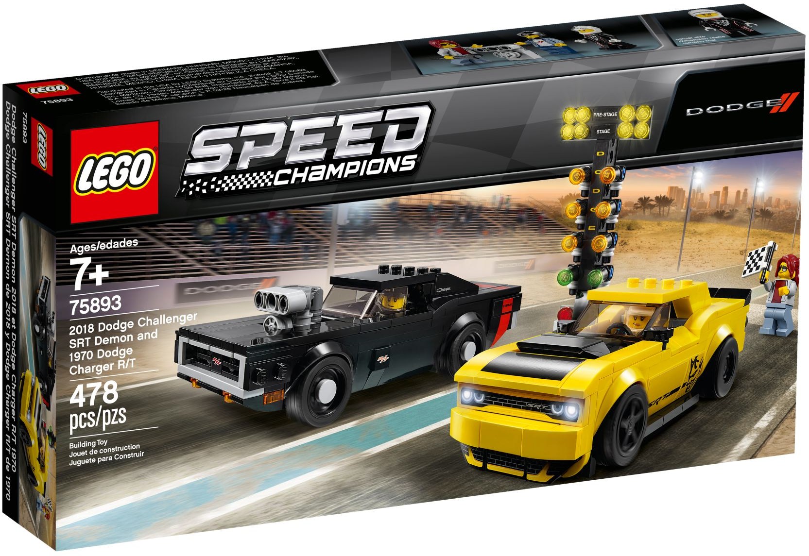 LEGO 75893 Speed Champions 2018 Dodge Challenger SRT Demon 1970 Dodge Charger- Auzzi Store
