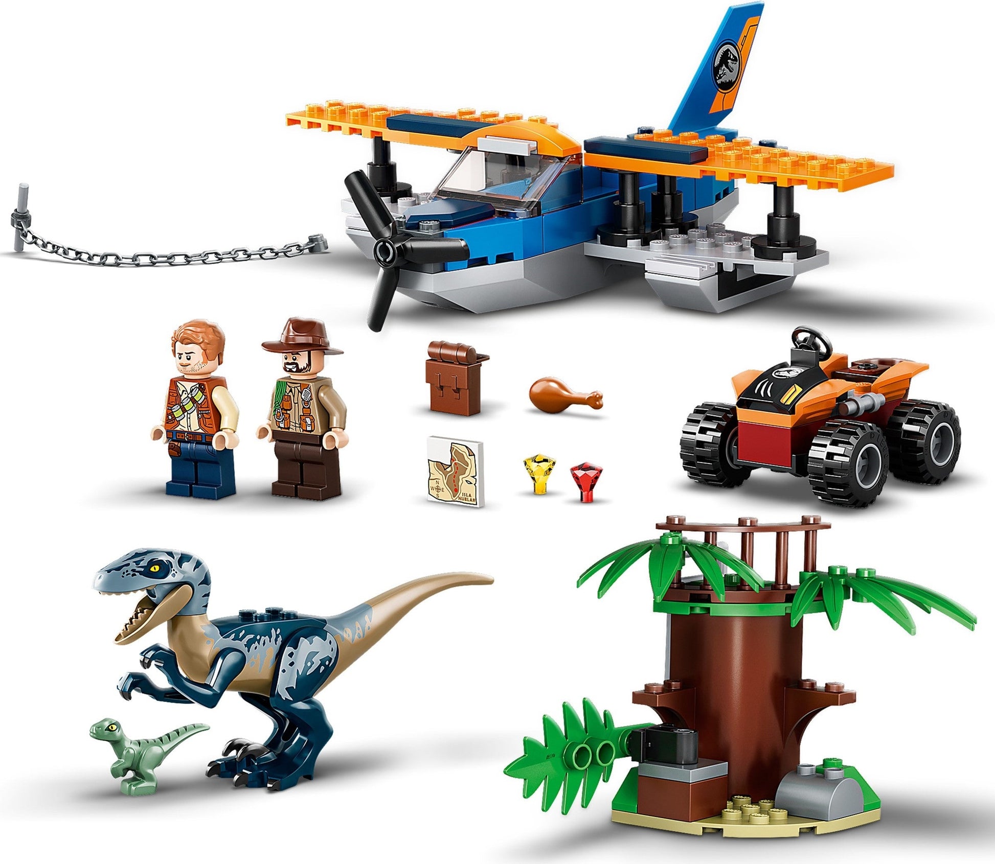 LEGO Jurassic World 75942 4+ Velociraptor: Biplane Rescue Mission Dino Toys- Auzzi Store