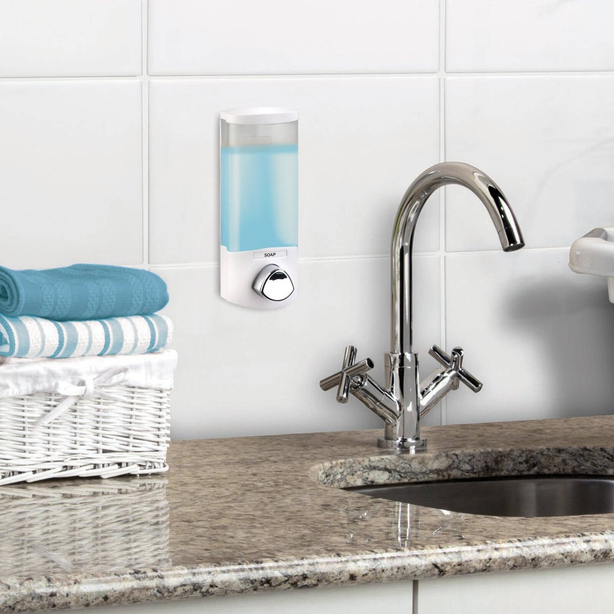 Better Living Uno Soap and Sanitiser Dispenser 1 - 360ml - White - Wall-Mounted - SuperSaverAU - view 3