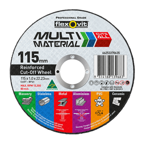 Flexovit Cut Off Wheel - 115mm x 1mm - Silicone Carbide - Versatile - SuperSaverAU - view 1