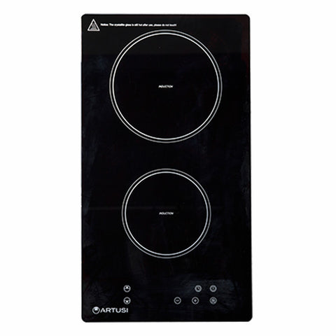 Artusi 30cm Domino Induction Cooktop - Black Ceramic Glass, 2 Zones, Touch Controls, Child Lock - AID32A