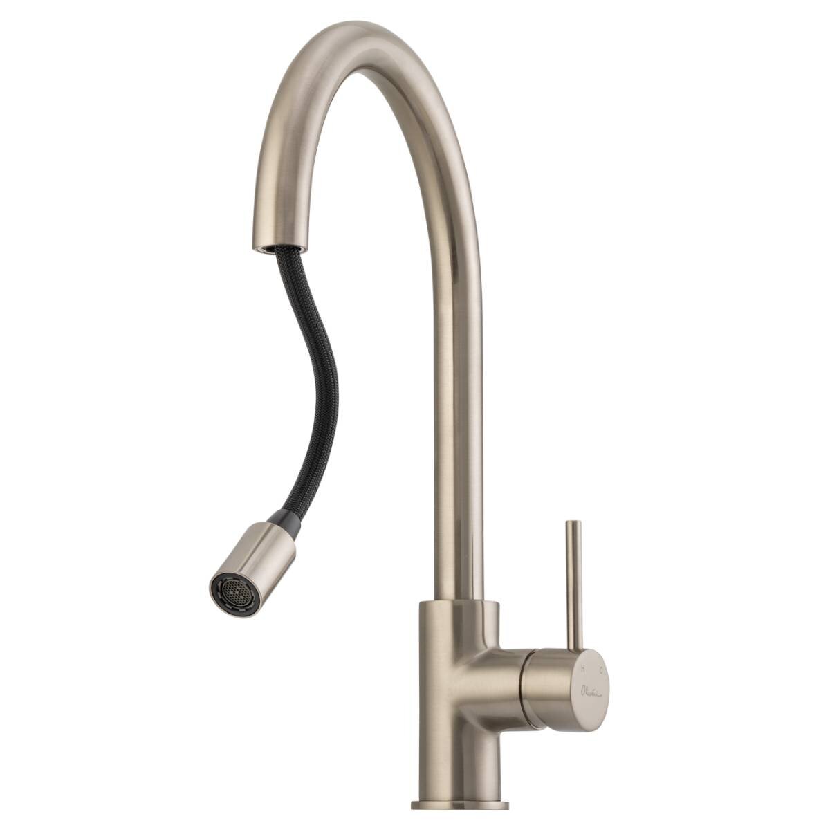 Oliveri Venice pull out gooseneck mixer tap - Brushed Nickel - WELS 5 star - VE520FBN-P
