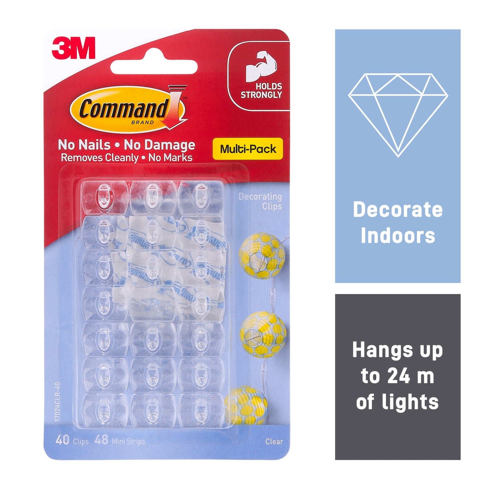 Command Clear Adhesive Decorating Clips - 20 Pack, Damage-Free