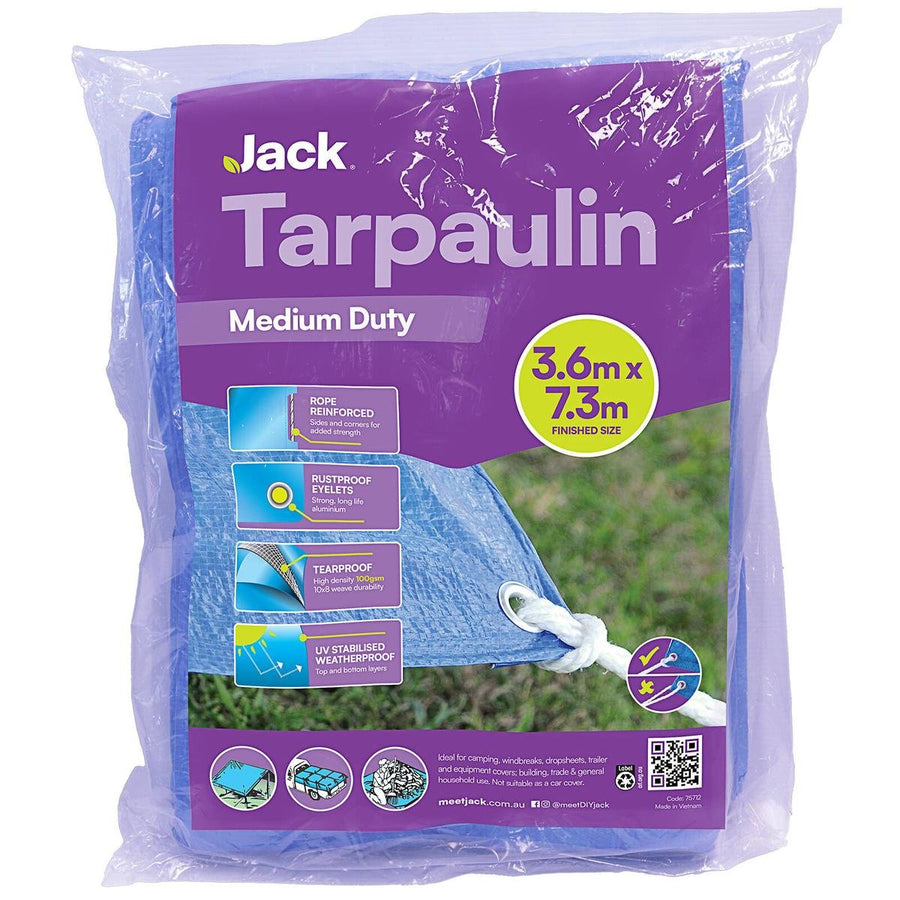 Jack Medium Duty Tarpaulin - 3.6 x 7.3m - UV Resistant - Tear Resistant - SuperSaverAU - view 1