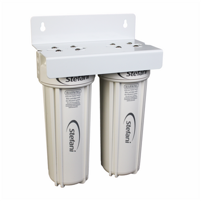 Stefani Twin Stage Undersink Water Filtration System 240mm - Lead Free - Compact Design - Dual-Stage Filtration