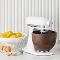 KitchenAid KSM156 Artisan Stand Mixer - Porcelain White, Walnut Wood Bowl, 10 Speeds - 5KSM156WBAPL