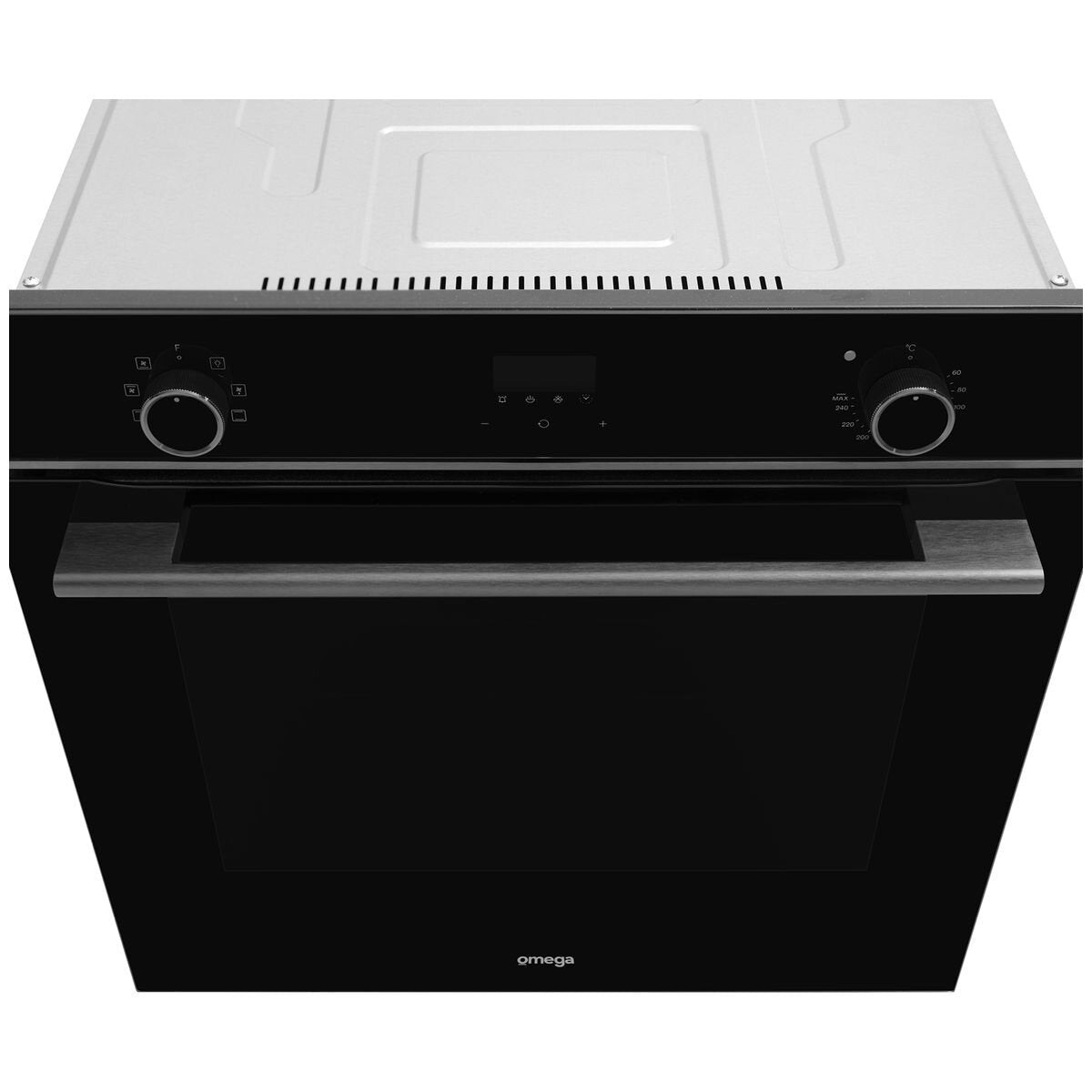 Omega 60cm 8 function built-in electric oven - 85L, black glass with Midnight trim, touch controls - OBO608M