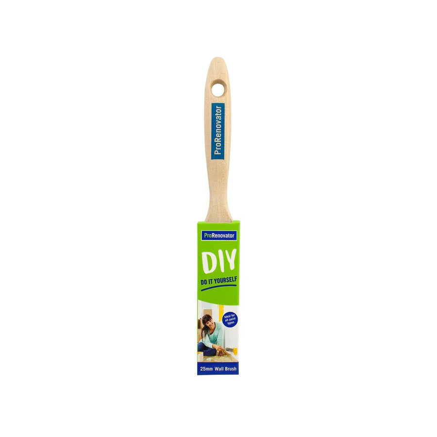 Pro Renovator 25mm Wall Paint Brush Raw Timber Handle Smooth Finish - SuperSaverAU - view 1