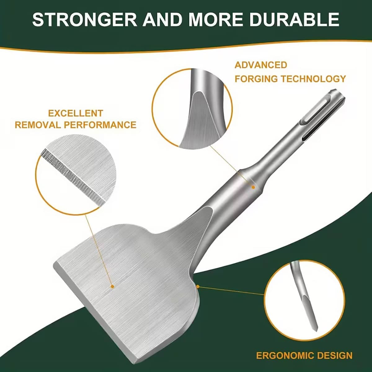 75mm Wide SDS Plus Tile Chisel 25 Degree Bent Shaft for Concrete and Masonry Removal - view 5