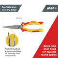 Wiha Pliers - 200mm Long Nose VDE 1000V Insulated Straight Cut - SuperSaverAU - view 2