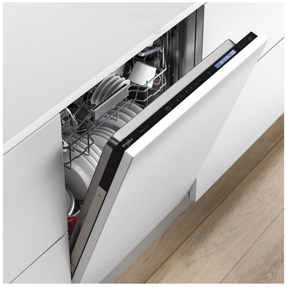 Whirlpool PowerClean Fully Integrated Dishwasher - 15 Place Settings, 6th Sense, Turbo Wash - WIO3033PELAUS