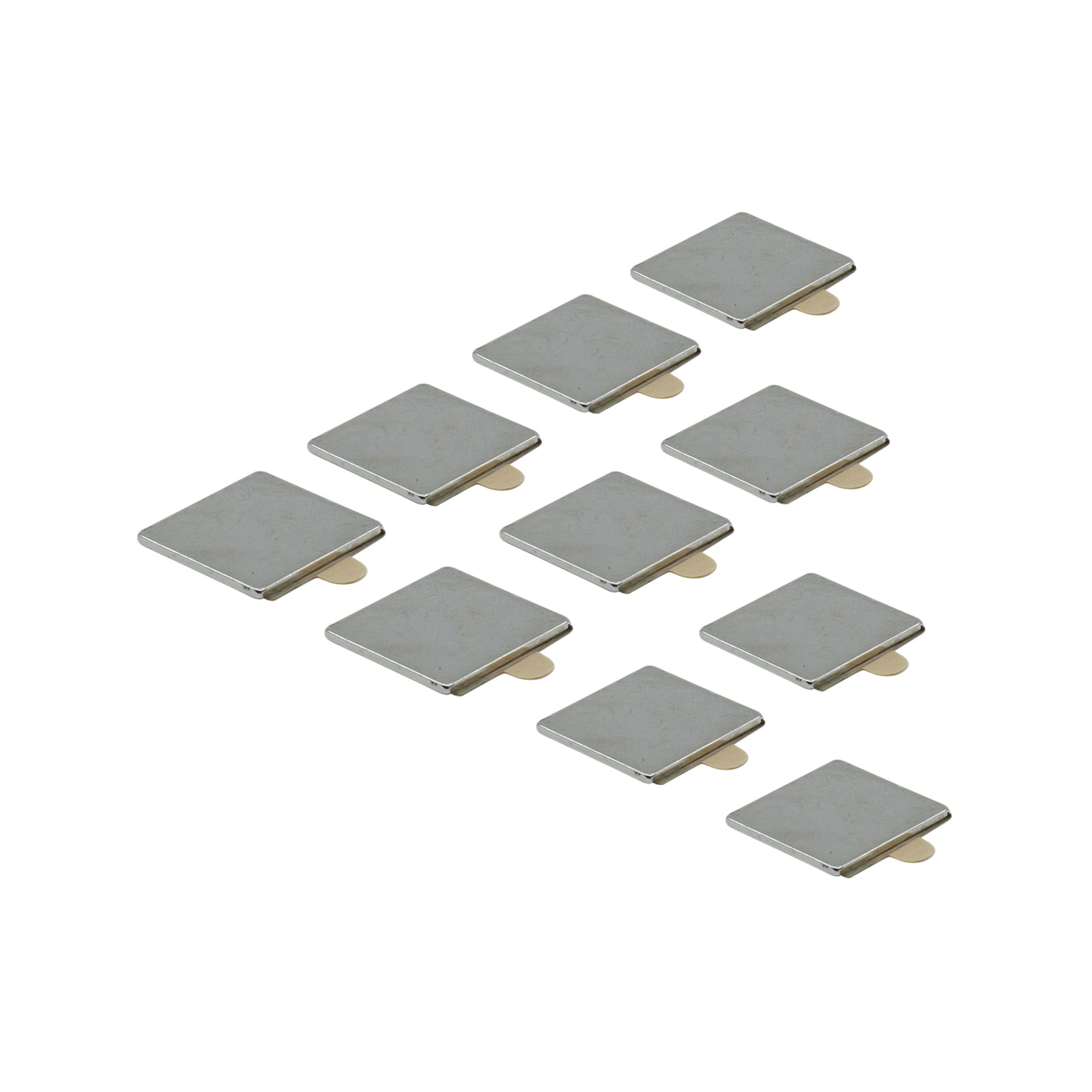 Everhang 15 x 15mm Neodymium Square Adhesive Magnet 10 Pack - Silver