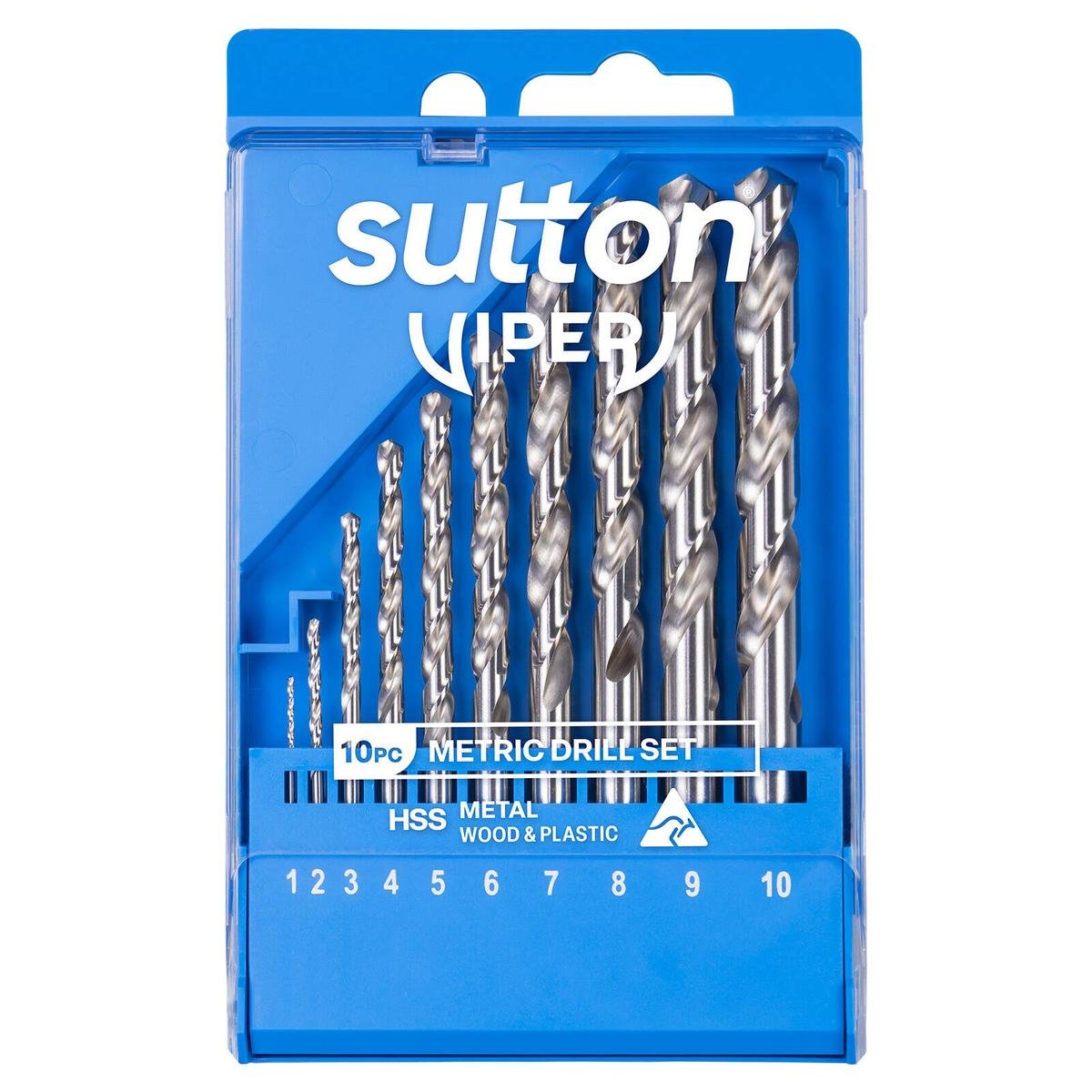 Sutton Tools Viper Metric Drill Bit Set - 10 Piece - 1.0-10.0mm - Fast Drilling