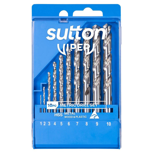 Sutton Tools Viper Metric Drill Bit Set - 10 Piece - 1.0-10.0mm - Fast Drilling