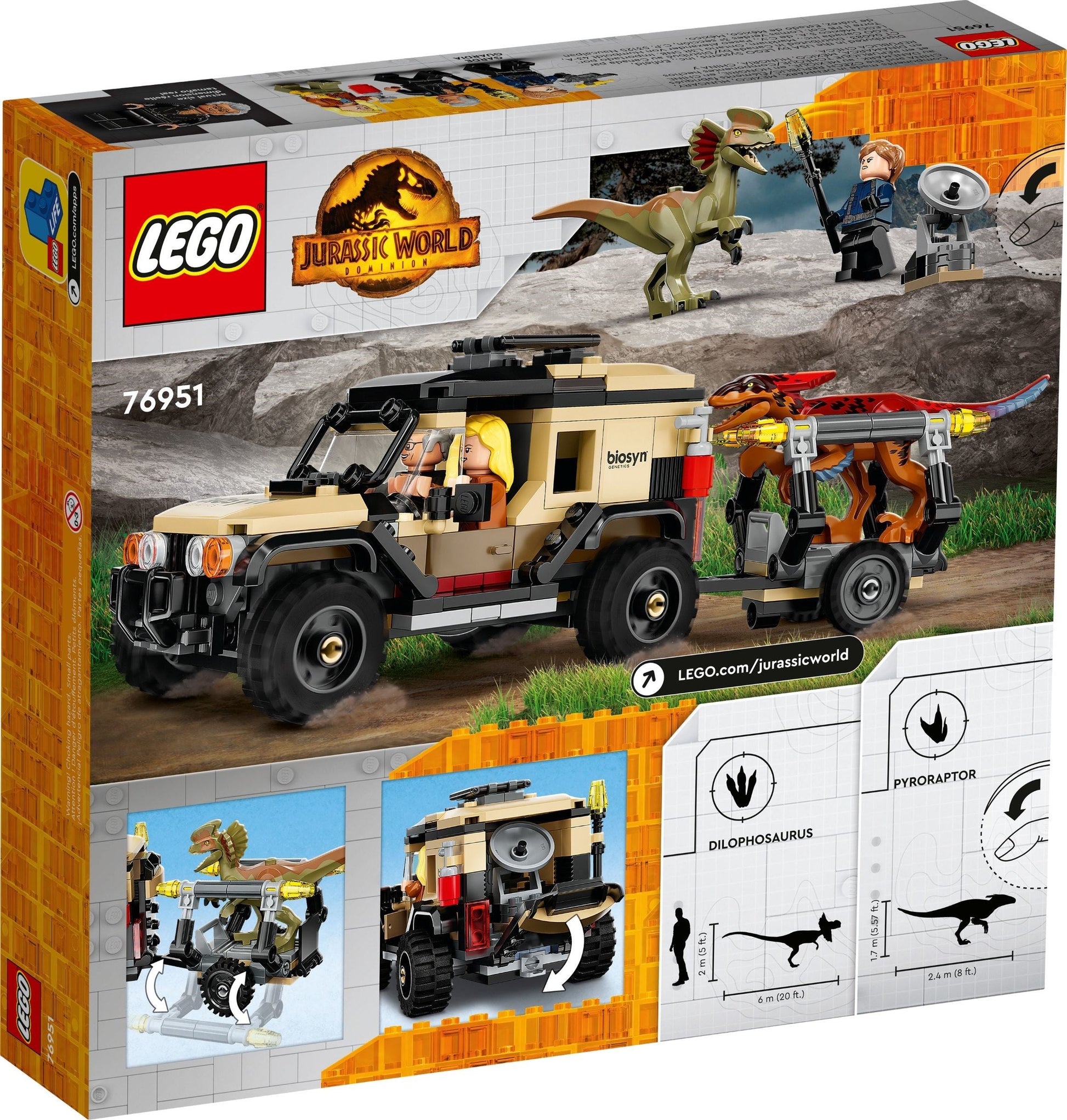 LEGO Jurassic Park 76951 Pyroraptor & Dilophosaurus Transport- Auzzi Store