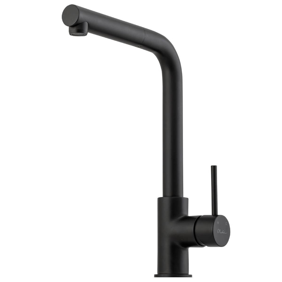 Oliveri Venice pull out right angle mixer tap - Matte Black - WELS 5 star - VE570FMB-P