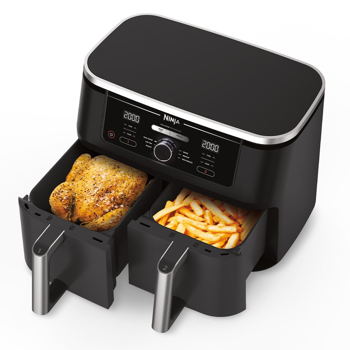 Ninja Foodi Max Dual Zone Air Fryer 9.5L - Black - Smart Finish, Match Cook, Six Functions - AF400