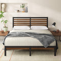 Zinus Double Metal and Bamboo Bed Frame - Black Metal with Brown Bamboo, No Box Spring - AU-FBOBH2ZC-35D