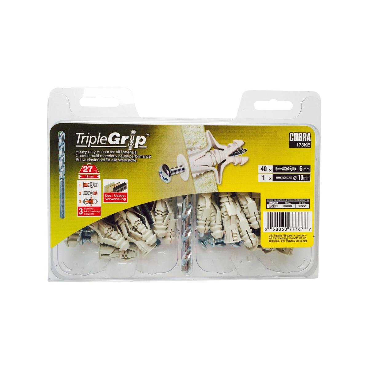 Cobra Triple Grip Anchor Screws 40 Pack - 6mm - Silver - Easy Installation - SuperSaverAU - view 1